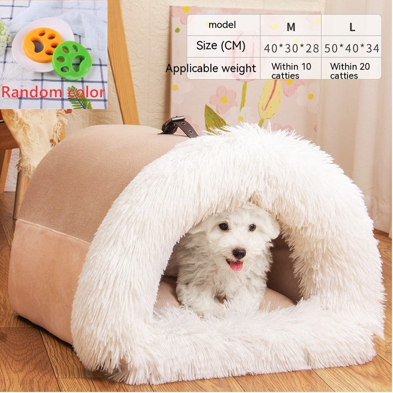 Portable Plush Pet Bed – Warm Nest for Dogs & Cats | 6 Colours | Sizes M & L