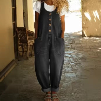 Women's Loose-Fit Three-Quarter Sleeve Jumpsuit