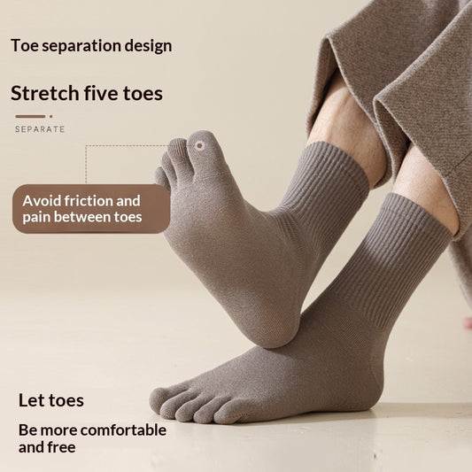 Men's Five-Toe Cotton Socks – Antibacterial Sweat-Absorbent Mid-Calf Toe Socks 7 Colours