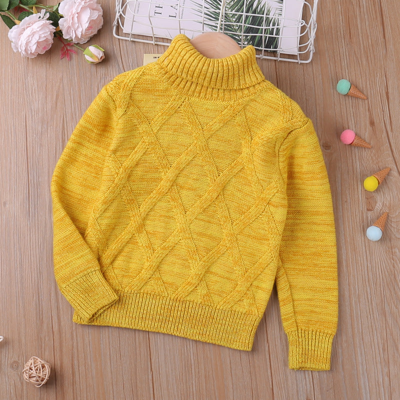 Children's Checked Turtleneck Sweater | Kids Winter Knitwear