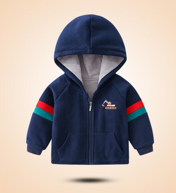 Children's Thickened Cotton Hooded Jacket | Cartoon Embroidered Kids Coat