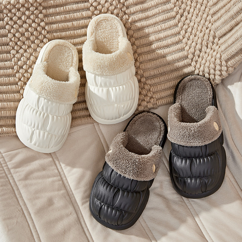 Unisex Faux Fur Lined EVA Slippers | Warm Non-Slip Indoor Shoes