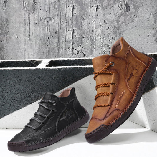 Men's Cowhide Leather Mid-Top Boots | Lace-Up Work Boots