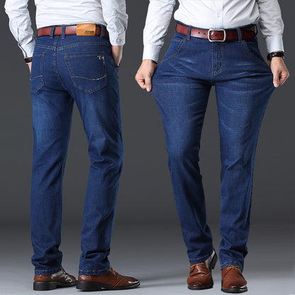 Men's Plus Size Stretch Jeans – High Waist Black & Blue Denim, Waist 28–48