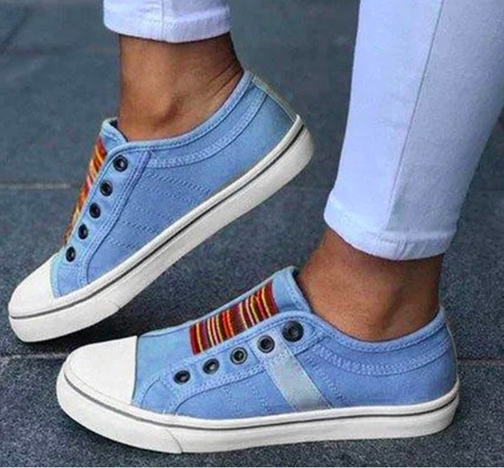 Laceless Canvas Flat Loafers - Lightweight Slip-On Casual Sneakers