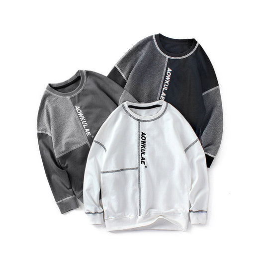 Children's Contrast Stitch Knit Sweater | Boys Round Neck Pullover Jumper
