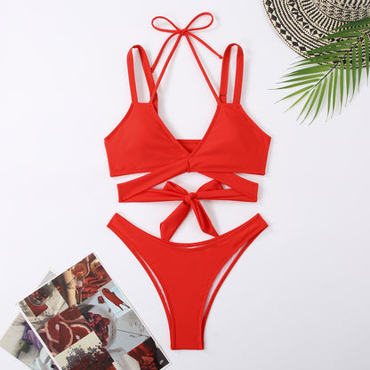 Women's Solid Colour Strappy Swimsuit | Beach & Pool Swimwear