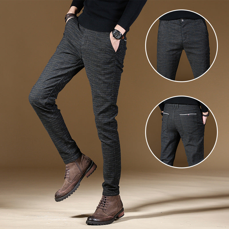 Men's Casual Trousers – Straight Leg Pants in Grey, Blue & Black