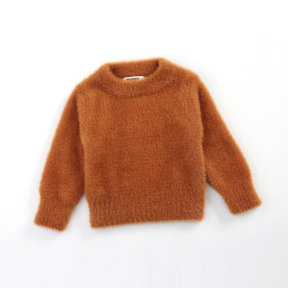 Girls Fluffy Pullover Sweatshirt – Soft Plush Top