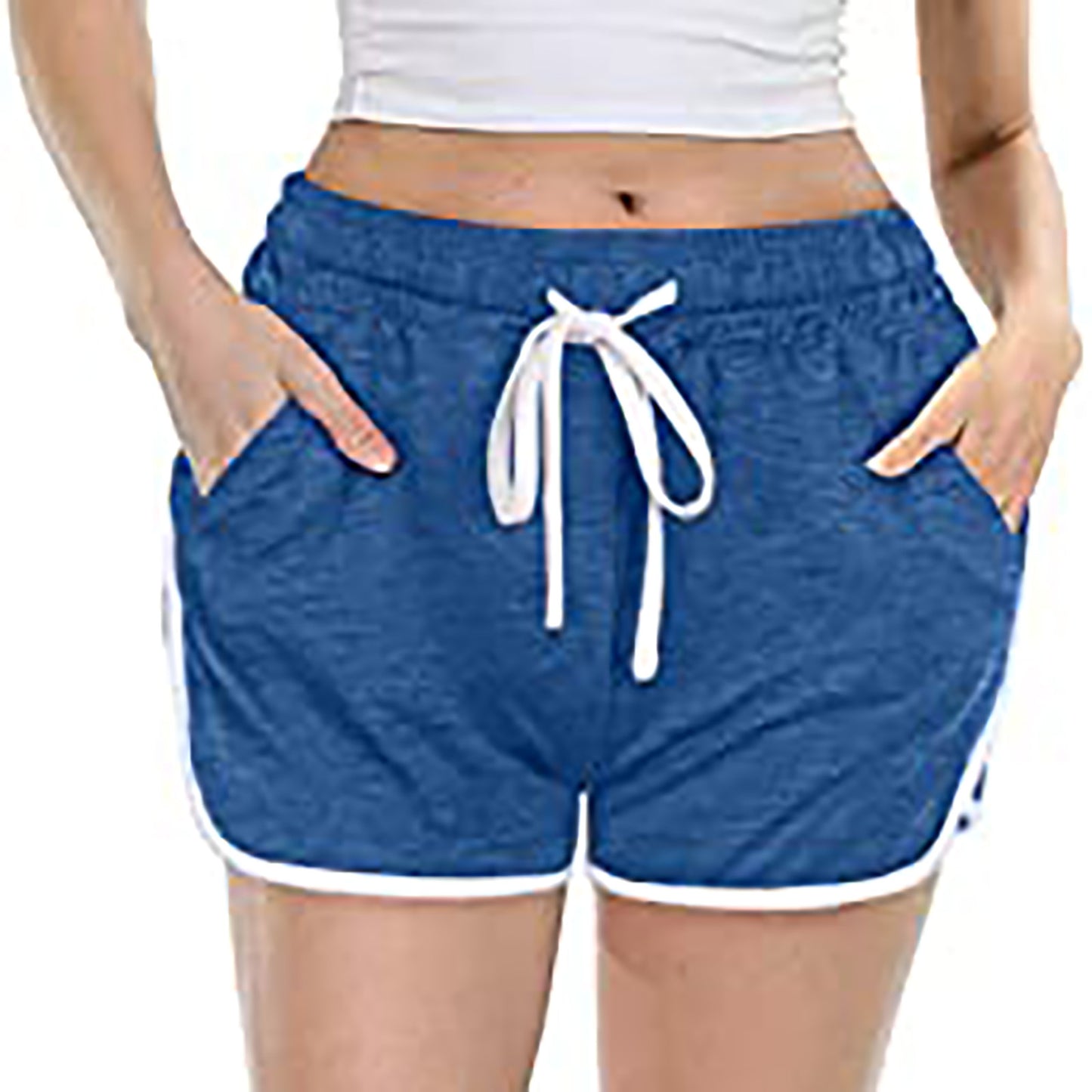 Women's Casual Solid Colour Drawstring Shorts with Pockets