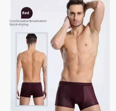 Men's Ice Silk Mesh Boxer Briefs 4-Pack | Breathable Mid-Rise Underwear