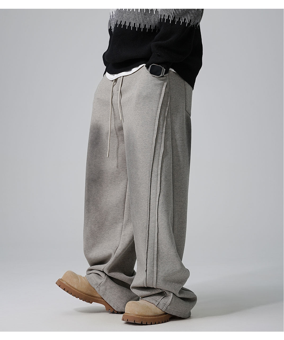 Men's Fleece-Lined Distressed Knit Sweatpants | Straight Leg S-2XL