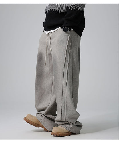 Men's Fleece-Lined Distressed Knit Sweatpants | Straight Leg S-2XL