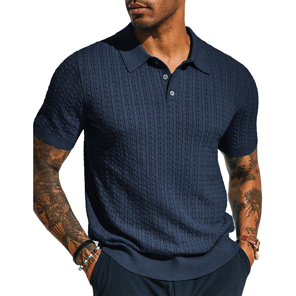 Men's Short Sleeve Knitted Cardigan Shirt - Slim Fit Summer Top 5 Colours