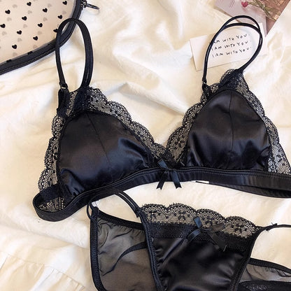 French Lace Wire-Free Bra | White & Black | Bra Only or Set