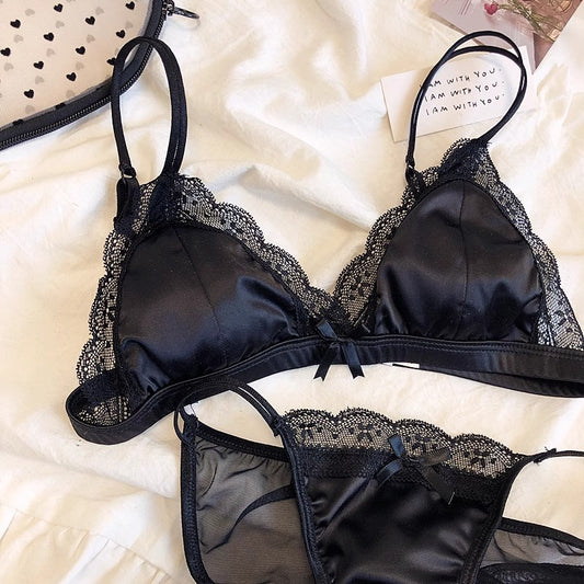 French Lace Wire-Free Bra | White & Black | Bra Only or Set