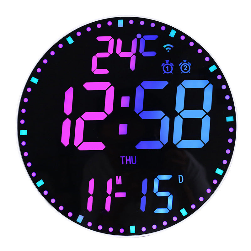 Smart WiFi LED Wall Clock with RGB Lighting & Alarm