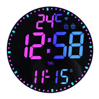 Smart WiFi LED Wall Clock with RGB Lighting & Alarm