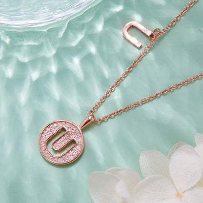 Moissanite Letter U Necklace | Platinum-Plated S925 Silver | GRA Certified