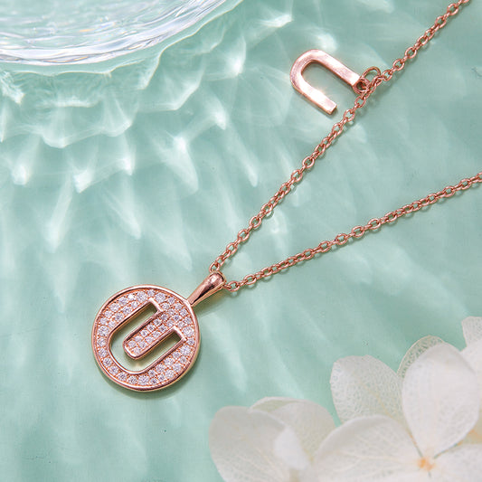 Moissanite Letter U Necklace | Platinum-Plated S925 Silver | GRA Certified