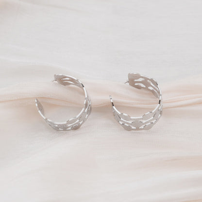 Dainty Hollow-Out Circular Earrings | Geometric Alloy Earrings for Women