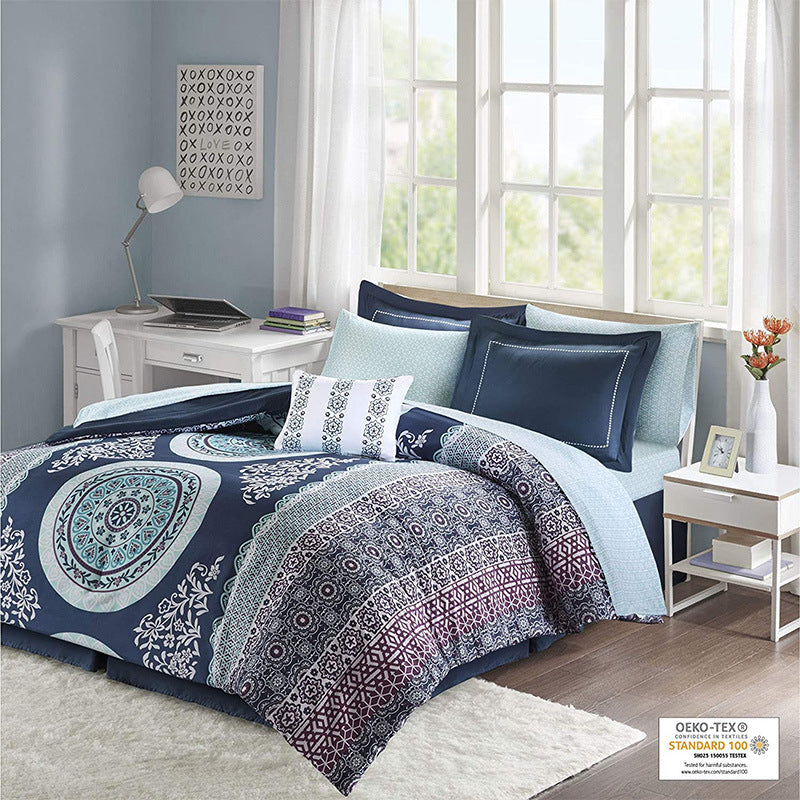 Reactive Print Polyester Bedding Set | 4 Colours & 3 Sizes