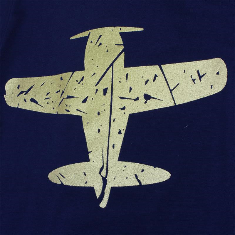 Children's Airplane Print T-Shirt | Unisex Cotton Short Sleeve