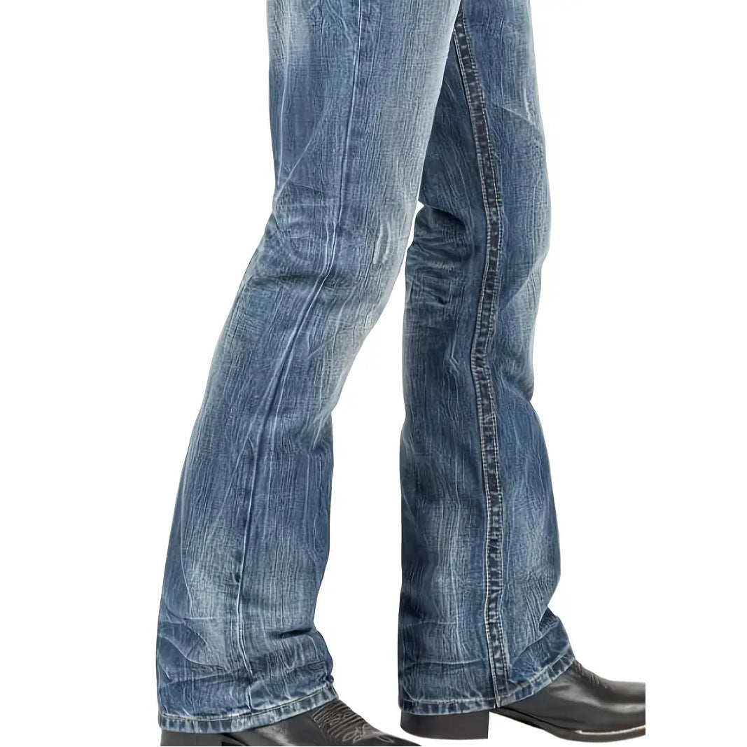 Men's Street-Style Straight-Leg Denim Jeans – Classic Blue, S–2XL