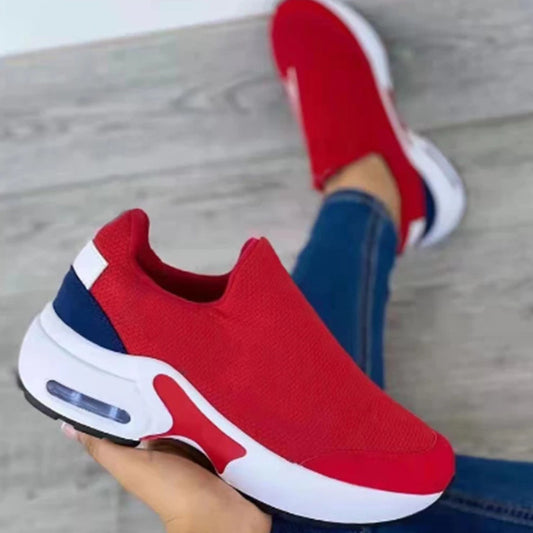 Women's Stretch Knit Round-Toe Sneakers – Lightweight Low Heel