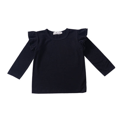 Girls Cotton Long Sleeve Plain Top – White, Red, Black