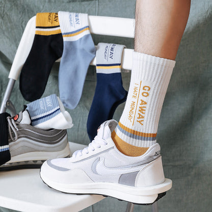 Men's Breathable Cotton Mid-Calf Socks – One Size | 6 Colours