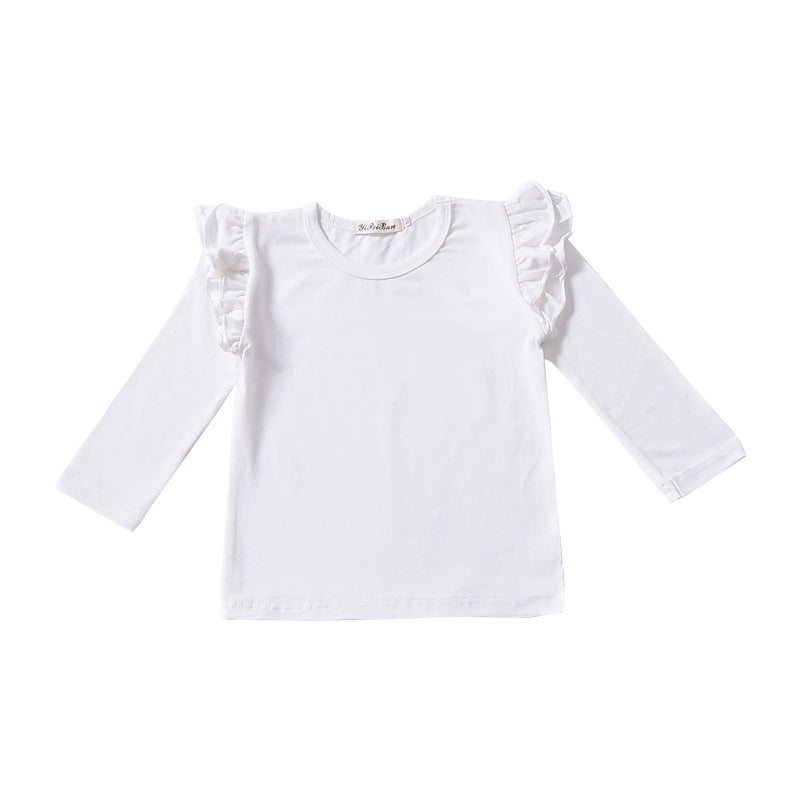 Girls Cotton Long Sleeve Plain Top – White, Red, Black