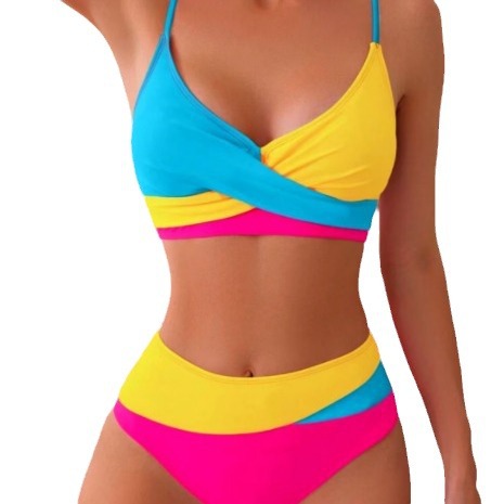 Women's Colour Block Bikini Set – Two-Piece Contrast Swimsuit