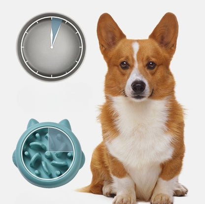 Slow Feeder Dog Bowl | Anti-Gulping Bone Pattern Puzzle Bowl