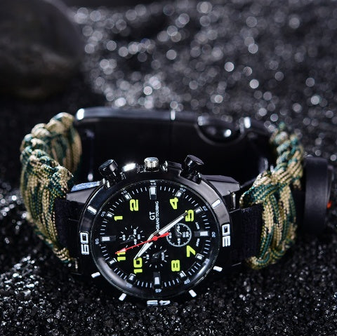 6-in-1 Paracord Survival Bracelet – Compass, Fire Starter & 480kg Rope