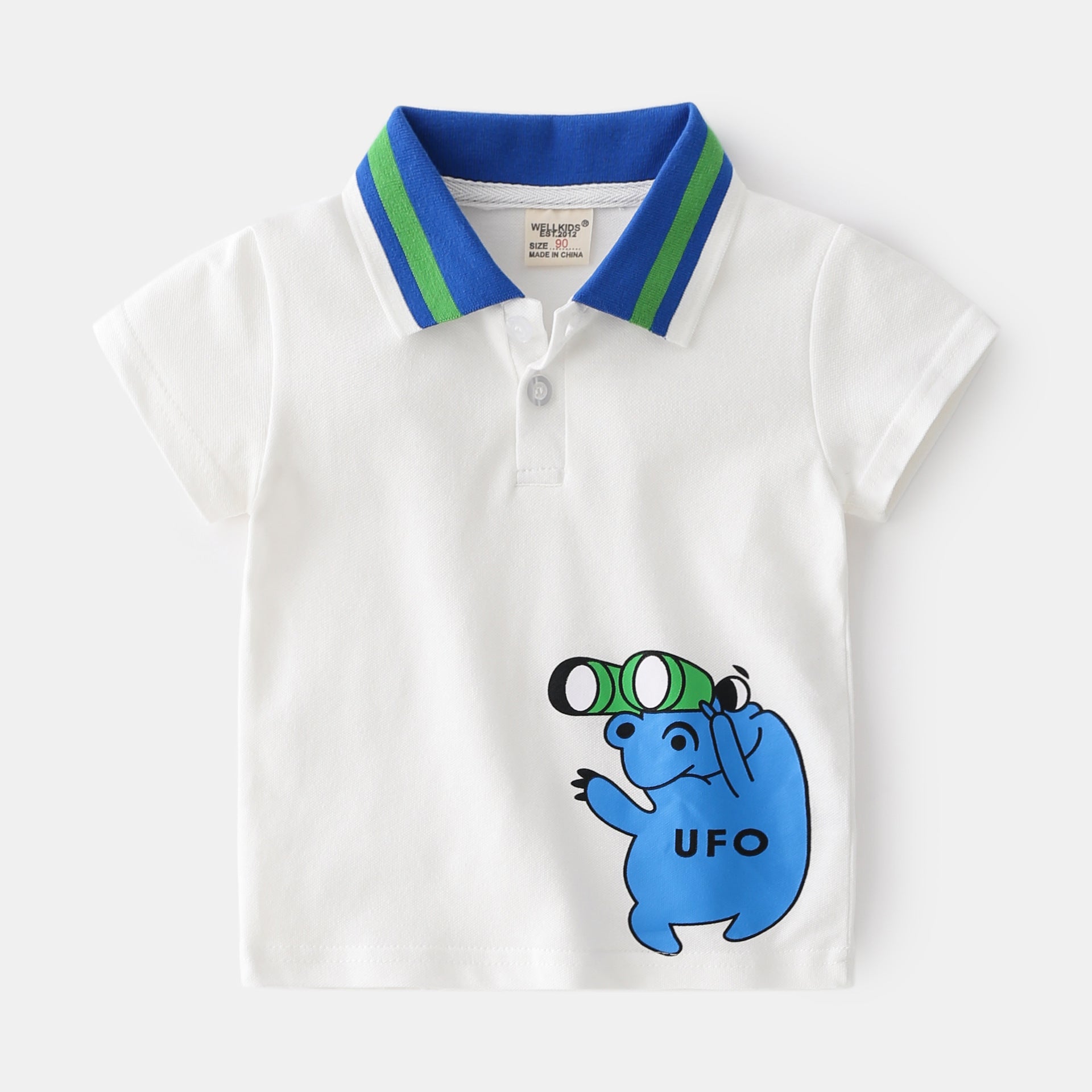 Boys' Cartoon Print Cotton Polo Shirt | Moisture-Wicking
