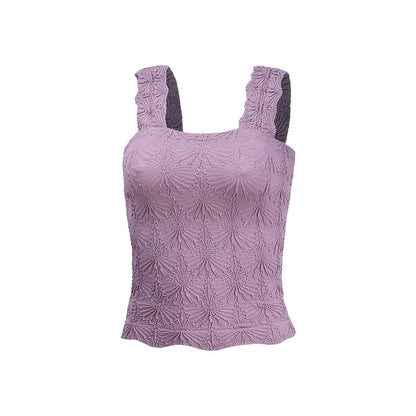 Women's Pleated Square-Neck Camisole Top