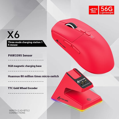 X6 Three-Mode Wireless Gaming Mouse - RGB Bluetooth USB
