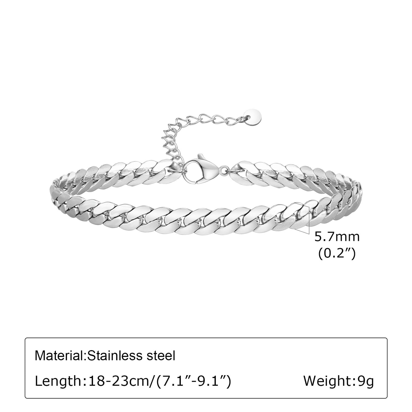 Men's Stainless Steel Chain Bracelet | 5.7mm & 6mm
