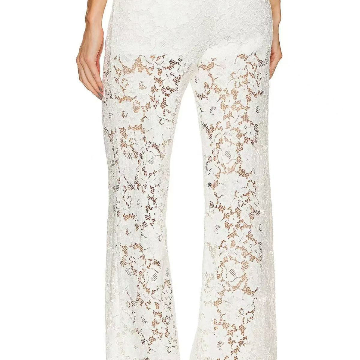 Women's Jacquard Lace Straight Leg Trousers