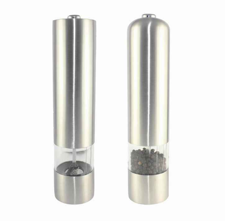 Electric Stainless Steel Pepper & Salt Grinder – One-Touch Mill for Kitchen, BBQ & Dining