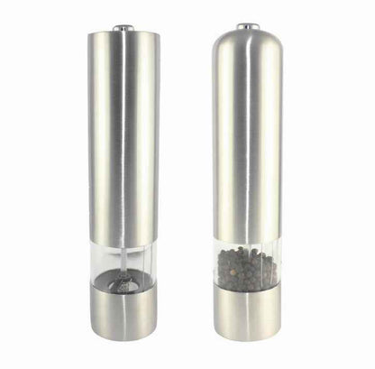 Electric Stainless Steel Pepper & Salt Grinder – One-Touch Mill for Kitchen, BBQ & Dining