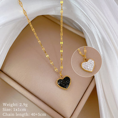 Double-Sided Heart Pendant Titanium Steel Necklace