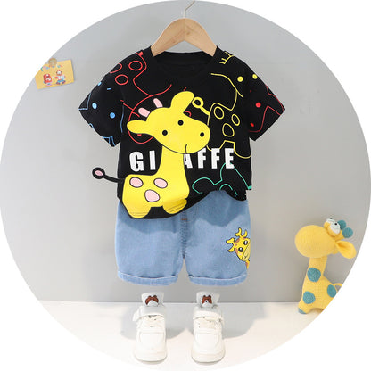 Children's Deer Print Shirt & Shorts Set | Cotton