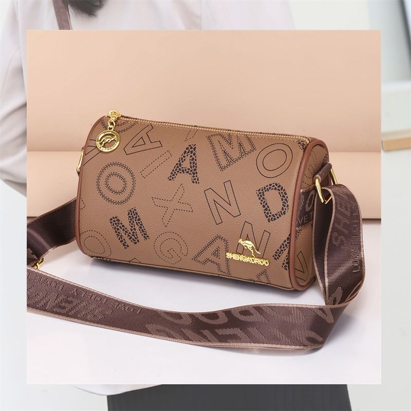 Women's PVC Crossbody Messenger Bag | Brown, White & Yellow