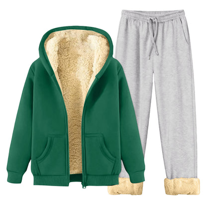 Men's Fleece-Lined Hoodie Tracksuit Set – Autumn Winter | M–5XL