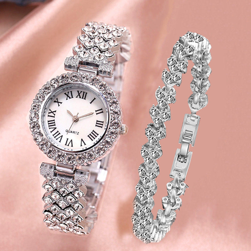 Women's Roman Numeral Watch & Bracelet Set | Diamond Effect | 6 Styles