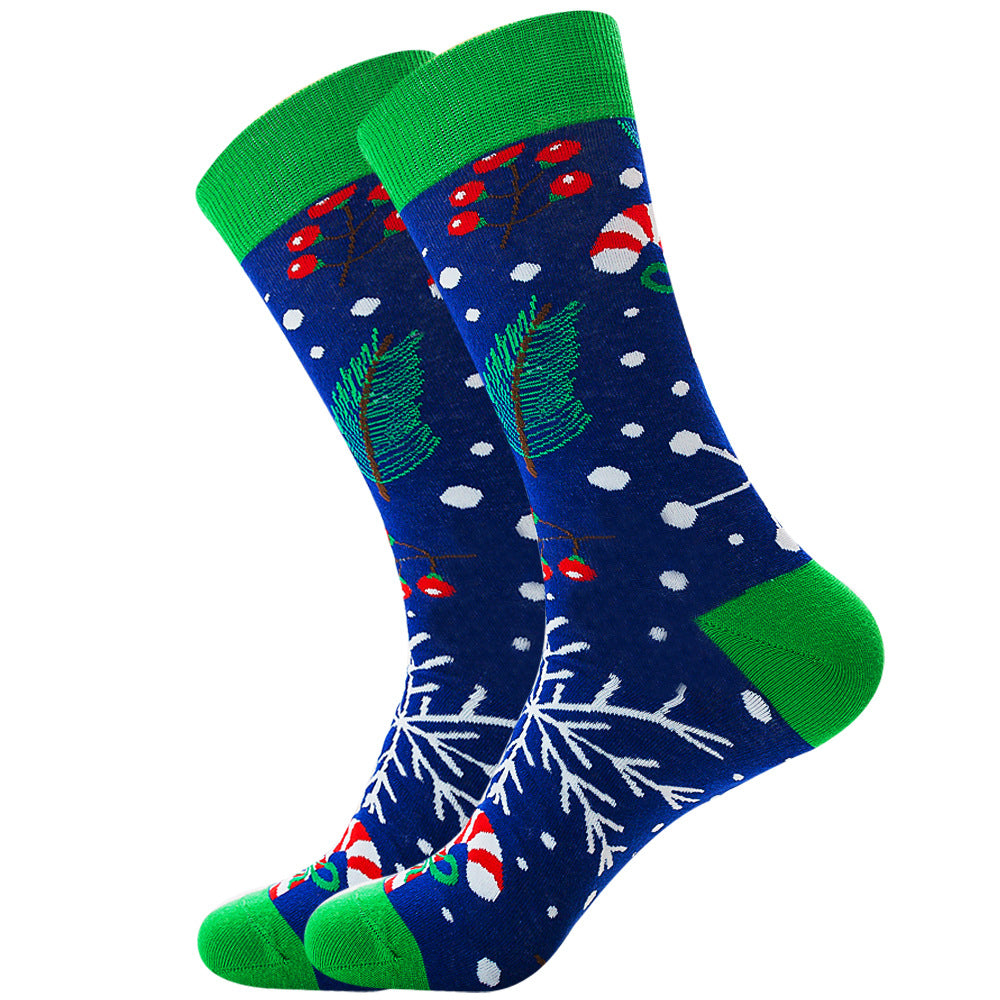 Men’s Novelty Jacquard Cotton Mid-Tube Socks 26 Designs Santa Moose EU 39-46