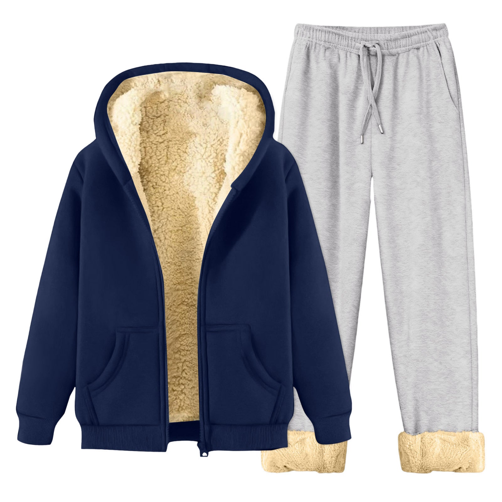 Men's Fleece-Lined Hoodie Tracksuit Set – Autumn Winter | M–5XL