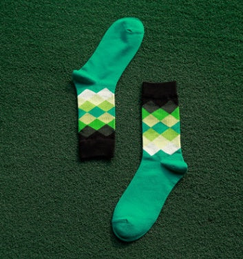 Men’s Cotton Diamond Pattern Long Socks EU 41-46 – 10 Styles